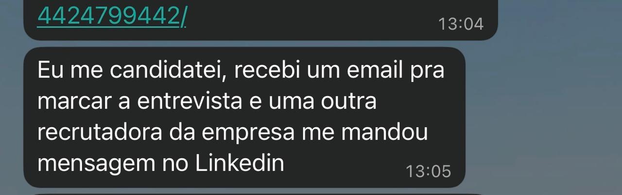 Print real de depoimento de aluna do MPH: Processo seletivo e entrevista