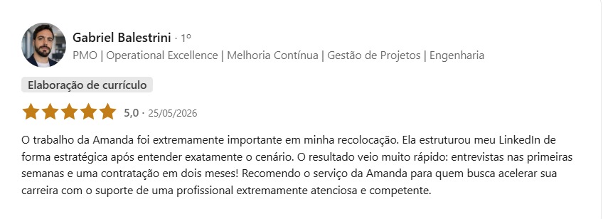 Print real de depoimento de aluna do MPH: Recolocação conquistada